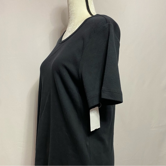 NWT ERIKA 100% Cotton Black Round Neck Short Sleeve Tee Size L #1368 - Picture 2 of 7